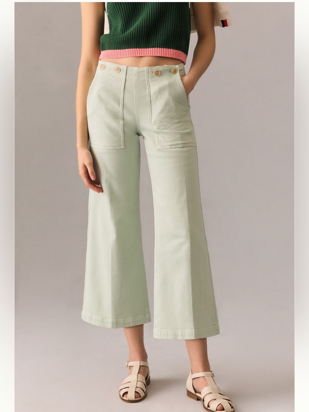 Pilcro The Kit Pale Mint High-Rise Wide-Leg Cropped Jeans!